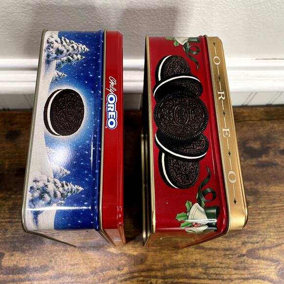 Oreo Cookie Santa Tins Box Vintage 1993 1998 Christmas Holiday Nabisco USA - Picture 11 of 14